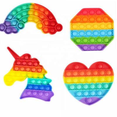 China Multi-shape Soft Squeeze Decompression Toys Rainbow Bubble Sensory Toy Mathematical Logic Training Toy Eco-friendly Silicone Soft Squeeze for sale