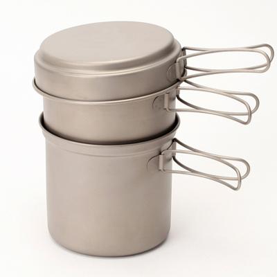 China Cookware Ultralight Pure Titanium Camping Pot and Pan Set for sale