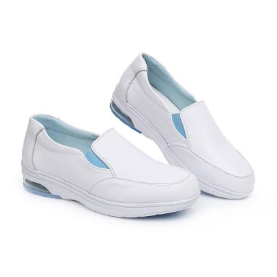 China Wholesale Breathable Non-slip Comfortable Leather Hospital Wedge Air Cushion Women White Nurse Shoes for sale