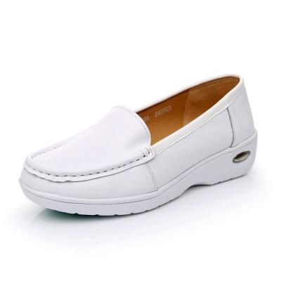 China Wholesale Hot Selling Breathable White Anti-slip Nurse Shoes Factory Cow Leather Women Hospital Work Shoes Nurse Shoes for sale