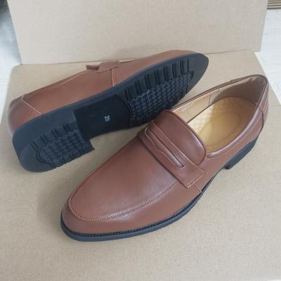 China Wholesale Hot Selling Genuine Leather Anti Slip Factory Mens Brown Work Safety Shoes Professional Manager For Hotel Staff Bank Staff for sale