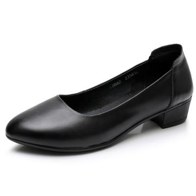 China Wholesale Hot Selling Genuine Leather Office Staff Hotel Bank Staff Shoes Black Cowhide Anti Slip Factory for sale