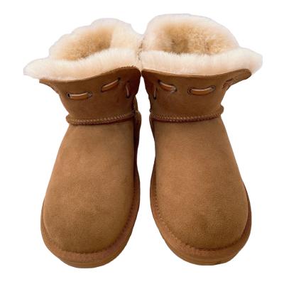 China New style round sheepskin and wool all-in-one velor design and custom short ankle autumns and winter ladies adult snow boots for sale