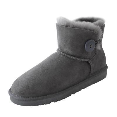 China Round fashionable girl fur women leather ladies waterproof Australian real sheepskin snow boots leather shoes for sale