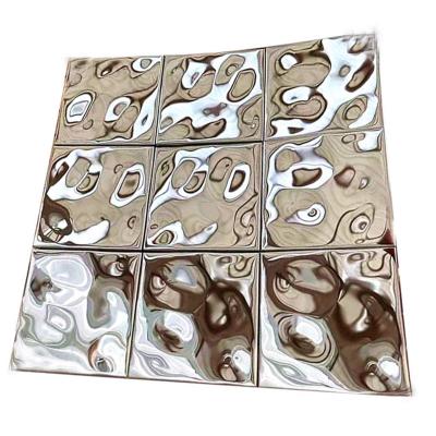 China North America Silver Green Blue Brown Black Square Water Flow Ripple Stainless Steel Mosaic Tile for hotel decoration Te koop