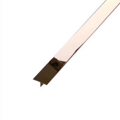 China 304 8K Color Mirror Polished Rose Gold Stainless Steel Trim 201 T-Shape Stainless Steel Tile Edge Trim for sale