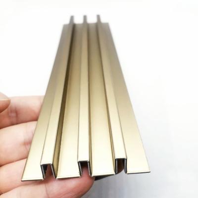 China 304 Custom Beadblasting Champaign Gold Color Mirror Brushed Stainless Steel Trim For Elevator Wall for sale