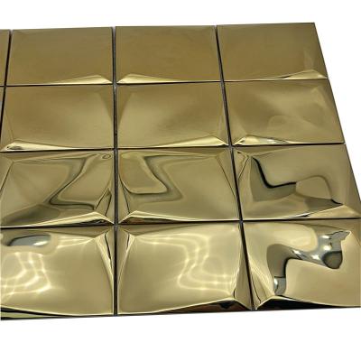 China 300*300 3D Bread Titanium Mirror 304 201 Stainless Steel Decorative Bar Home Hotel Mosaic Ceramic Tile for sale