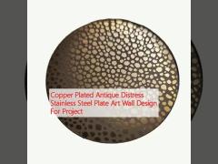 Copper Plated Antique Distress Stainless Steel Plate Art Wall Design For Project