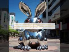 ODM 304 Animal Elephant Rabbit 304 Powder Coated Painting Sculpt Mirror Polished 316L Stainless Steel Sculpture Street