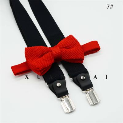 China Fashionable Factory supply adjustable genuine leather suspenders with cute boys bow tie ,wholesale men's casual suspenders for sale