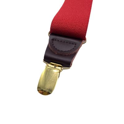 China Harvest Golden Hardware Suspender High Quality Burgundy Factory Outlet 3.4cm for sale