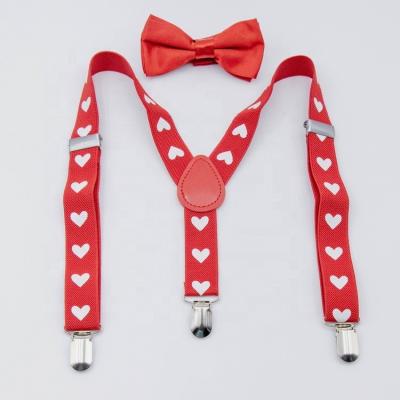 China Red Bow Tie Valentine Heart Suspenders PERFECT for Boys Valentines Day Outfit Gift for Boys Baby Toddler Kids 3 size to choose for sale