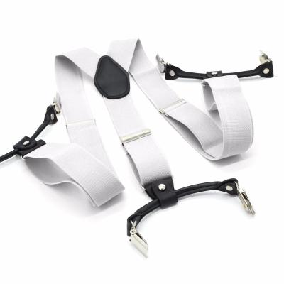 China 6clips Factory Outlets Suspenders white color elastic Vegan Leather design wedding holiday celebrations for sale