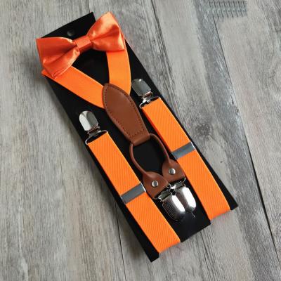 China Personalized  design Kids decorated beer bottle small leather suspender with silk bow ties for sale