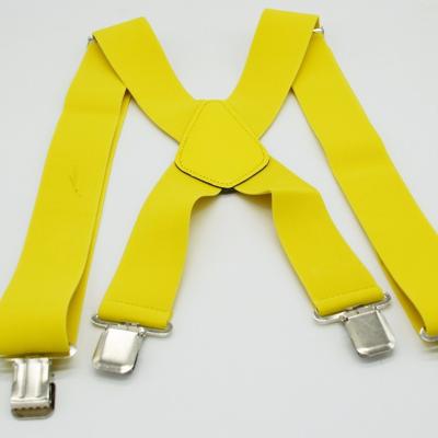 China 4clips Wide suspender 2 inch Wholesale 5cm pure egg yellow color men suspenders for sale