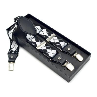 China 70% Polyester +20%Latex wire+10% PU Gentleman suspenders  3.5 cm width 3 clips  factory suspenders for adult male  as gift for father brother boy friend for sale