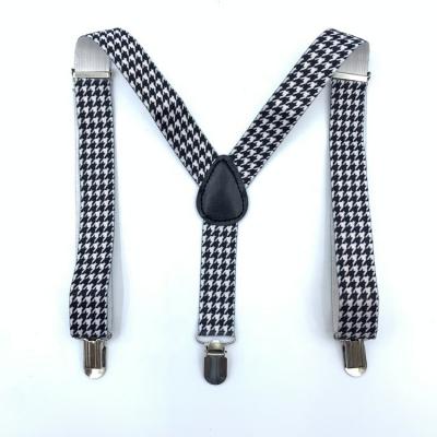 China Swallow Gird Suspenders Dog Tooth Pattern Houndstooth Suspender  Elastic Y-back Houndstooth for sale