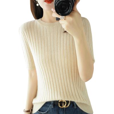 China Breathable knitted blouses for fashionable young women casual top knitwear for sale