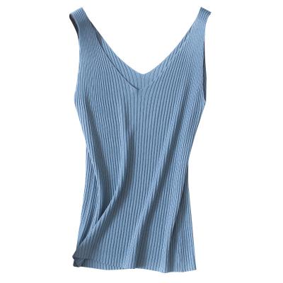 China Hot-selling High Quality Breathable Knit Vest For Girls Woman V-Neck Knitted Vest for sale