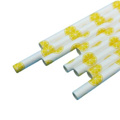 China Disposable Environmental Friendly Disposable Straws Yellow 6mm*190mm Biodegradable Paper Straws for Kraft Paper Tea and Coffee for sale