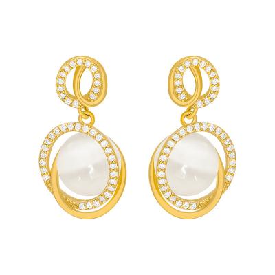 China Trendy Other Beauty Fashion Earrings Trend 2021 925 Needle Zinc Silver Alloygold Plated Charm Women Three-Dimensional Opal Earrings for sale