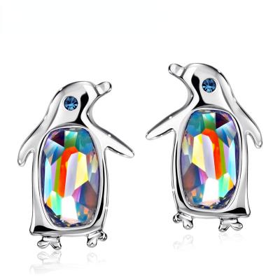 China Fashion Trendy Earrings Trend 2021 925 Silver Needle Other Austrian Crystal 18k Copper Gold Plated Cute Penguins Charm Women Earrings for sale