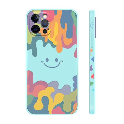 China Waterproof Trend 2022 Silicone Shell Cute Smile Soft Phone Case 12 Pro Rubik's Cube Phone Case Anti-fall TPU Mobile Phone Cover XR 13 for sale