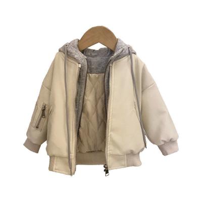 China High Quality Hooded Leather Upper Winter Jacket Kids Cotton Anti-wrinkle Cotton Wear Warm Jacket For Boys And Girls for sale