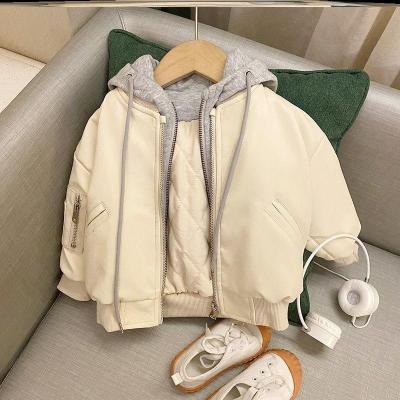 China Boys Anti-Shrink Warm High Quality Cotton Jacket Winter Hooded Leather Jacket For Kids for sale