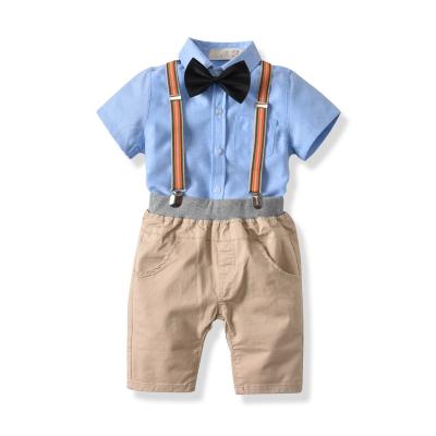 China MDST Style Newborn Baby Clothes Preppy Children's Clothing 2 Pieces Set Suspenders Children's Overalls Boy Costume for sale