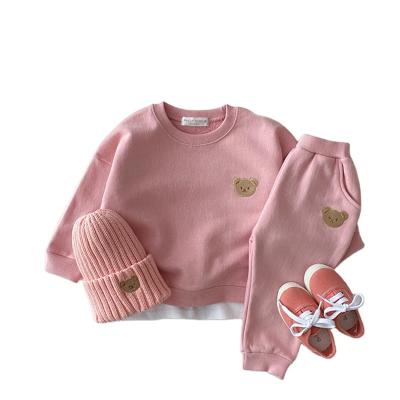 China Pure Casual Baby Cartoon Sports Suit Hoodie Cotton Formal Newborn Infant Two Piece Set for sale