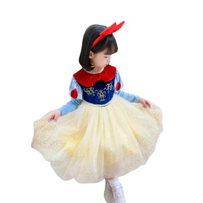 China 2021 Autumn Newest Snow White Princess Washable Grenadine Embroider Dot Layered Dress Ball Gown Winter Baby Dress for sale