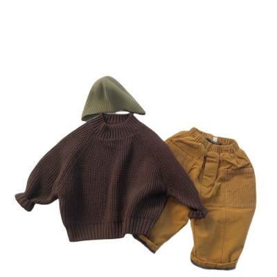 China Anti-shrink children's boutique clothing girls fashion sweater winter thicken solid color sweater baby sweater for sale