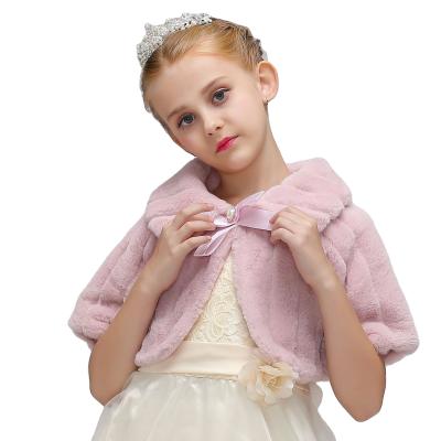 China Hot Sale Girls Winter Warm Shawl Winter Long Sleeve Fur Coat Princess Hide Coat for sale