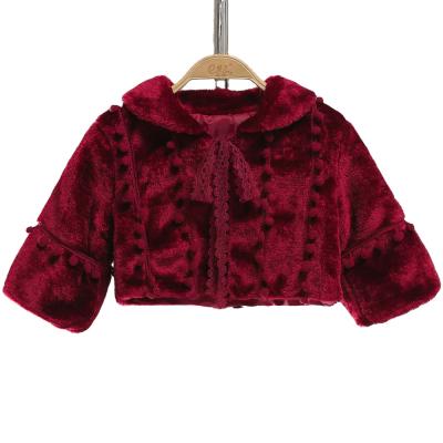 China Big Girls Fur Coat Girls Winter Lovely Children Winter Solid Color Warm Coat for sale