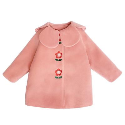 China new design Anti-wrinkle girls wear flower collar cotton coat thick children's woolen fashionable clothing along for sale