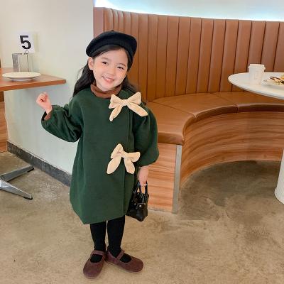 China new design Anti-wrinkle autumn winter kids loungewear clothes for kids girls cotton solid bow soft coat for sale