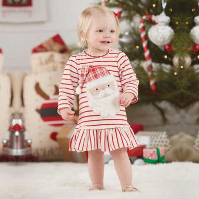 China New Style Baby Christmas Party Wear Anti-wrinkle Long Sleeve High Quality Fancy Cotton Baby Striped Dress for sale