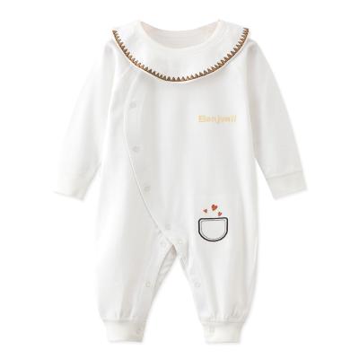 China New Letter Long Sleeve Baby Jumpsuit Newborn Baby Clothes Anti-Shrink Striped Baby Jumpsuit for sale