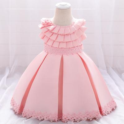 China Anti-wrinkle fashion style printing bow flower party birthday Christmas kids princess Baby Girls Dresses little girls clothes for sale