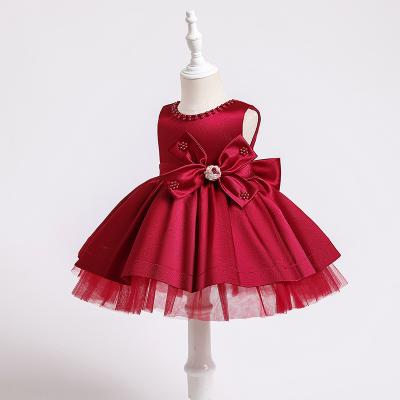 China New Anti-wrinkle Flower Girl Dress Baby Kids Clothes Bow Birthday Girl Dress for sale