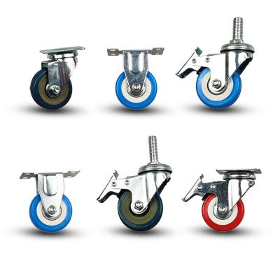 China Industry Best Selling Factory Price 1.5/2/2.5/3 Inch Light Duty Plate Swivel PVC Ball Bearing Rigid Industrial Casters Wheels for sale