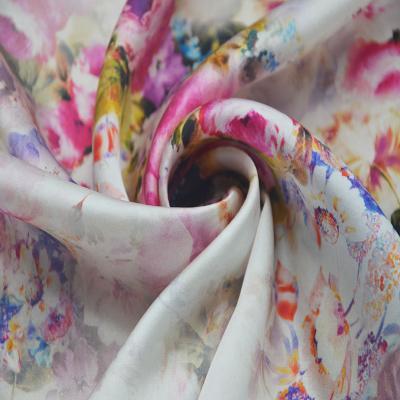 China Anti Pill Customized Wholesale Design Digital Printing Floral Silk Satin Fabric For Skirts for sale