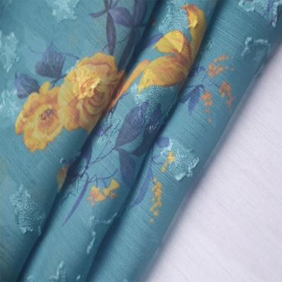 China Sustainable Fabric Digital Jacquard Flower Somali 100% Polyester Fabric For Cut Dress for sale