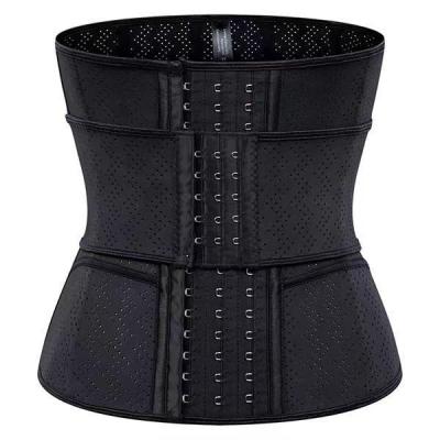 China Double Two Belts 3 Hooks Breathable Waist Trainer Compression Latex Waist Support Waist Trimmer Shapewear for sale