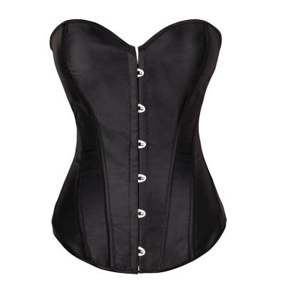 China New Women Breathable Satin Sexy Bustier Lace Up Boned Top Corset Coldker for sale