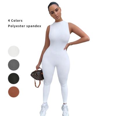 China QUICK DRY Ladies Workout Sports Jumpsuit Fashion Women Gym Jumpsuit Solid Color Casual Overalls Sports Siamese Pants for sale