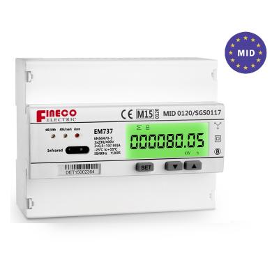 China MI certificated EM737 3*230/400V 10(100)A electricity meter watt-hour meter digital communication rtu modbus EM737 for sale