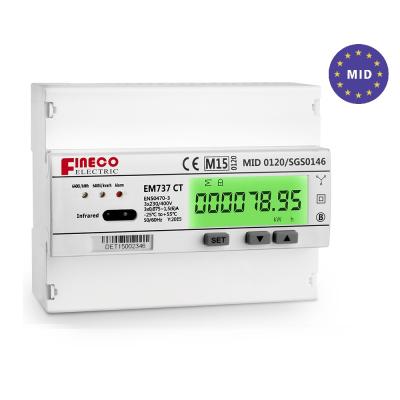 China MI approved EM737 CT 3*230/400V 10(100)A three phase modbus energy meter EM737 CT for sale